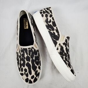 NWOT Keds Double Decker Leopard Woven Slip On Sneaker
